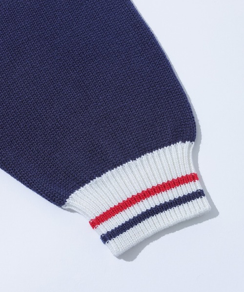 RICE NINE TEN(ライスナインテン)の「RICE NINE TEN KNITTING CHECKRD SOCCER JERSEY KN-CH-SOC(ニット/セーター・メンズ・ライトグリーン/ネイビー/オフホワイト・2)」の5枚目の写真