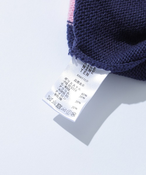 RICE NINE TEN(ライスナインテン)の「RICE NINE TEN KNITTING CHECKRD SOCCER JERSEY KN-CH-SOC(ニット/セーター・メンズ・ライトグリーン/ネイビー/オフホワイト・2)」の4枚目の写真