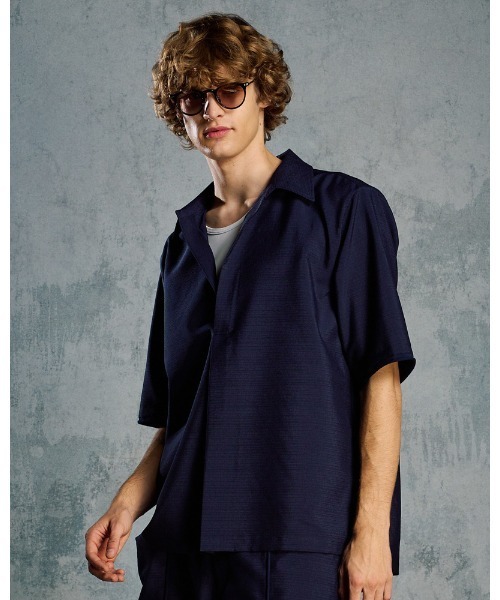 wjk（ダヴルジェイケイ）の「skipper shirt H/S（シャツ/ブラウス・メンズ・ブラック/ホワイト/ブラック×ホワイト/ネイビー・SMALL/MEDIUM/LARGE/X-LARGE）」の4枚目の写真