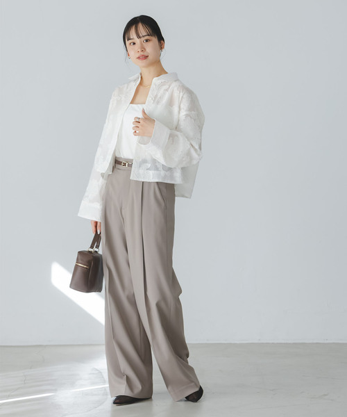 Noble（ノーブル）の「フラワージャガードショートシャツ（シャツ/ブラウス・レディース・ホワイト/サックスブルー・FREE）」の11枚目の写真