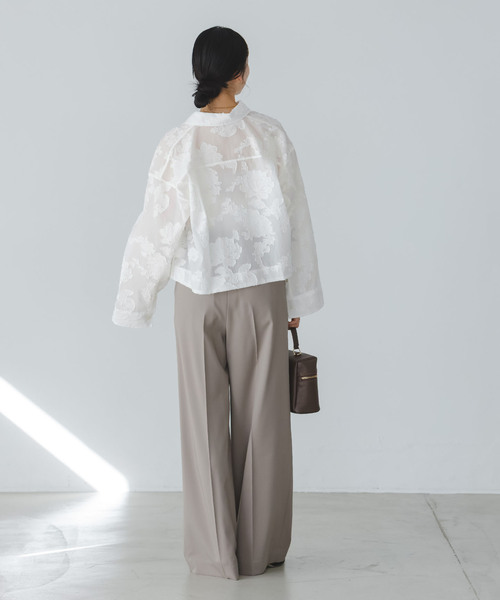 Noble（ノーブル）の「フラワージャガードショートシャツ（シャツ/ブラウス・レディース・ホワイト/サックスブルー・FREE）」の13枚目の写真