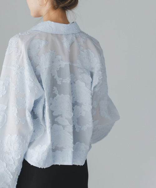 Noble（ノーブル）の「フラワージャガードショートシャツ（シャツ/ブラウス・レディース・ホワイト/サックスブルー・FREE）」の16枚目の写真