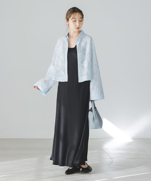 Noble（ノーブル）の「フラワージャガードショートシャツ（シャツ/ブラウス・レディース・ホワイト/サックスブルー・FREE）」の17枚目の写真