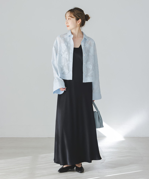 Noble（ノーブル）の「フラワージャガードショートシャツ（シャツ/ブラウス・レディース・ホワイト/サックスブルー・FREE）」の22枚目の写真