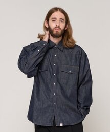 ボタンポイントデニムシャツ(濃紺)