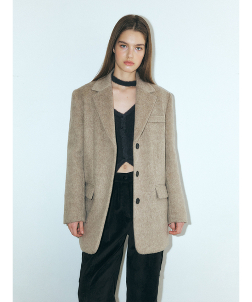 ETMON(エトモン)の「Alpaca Wool Winter Jacket, Mocha Brown(テーラードジャケット・レディース・その他・FREE)」の3枚目の写真
