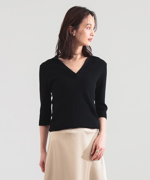 Demi-Luxe BEAMS(デミルクス ビームス)の「【7/31値下げ】16ゲージ コットン スキッパー ニット(ニット/セーター・レディース・グリーン系その他3/ブラック・ONE SIZE)」の7枚目の写真
