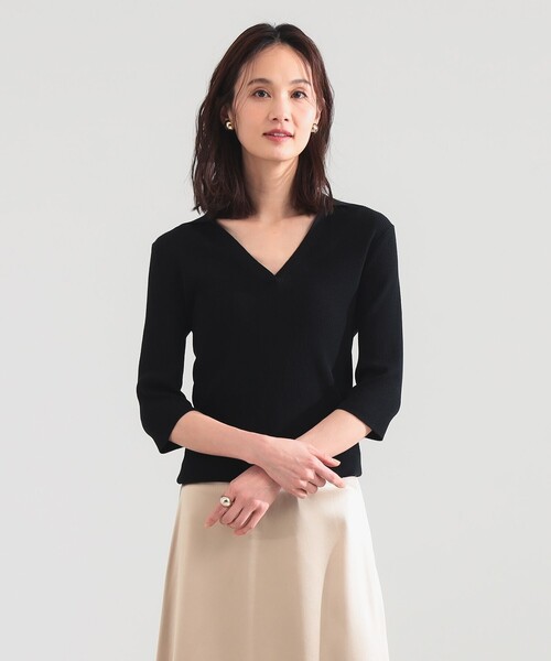 Demi-Luxe BEAMS(デミルクス ビームス)の「【7/31値下げ】16ゲージ コットン スキッパー ニット(ニット/セーター・レディース・グリーン系その他3/ブラック・ONE SIZE)」の8枚目の写真