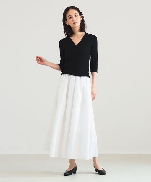Demi-Luxe BEAMS(デミルクス ビームス)の「【7/31値下げ】16ゲージ コットン スキッパー ニット(ニット/セーター・レディース・グリーン系その他3/ブラック・ONE SIZE)」の9枚目の写真