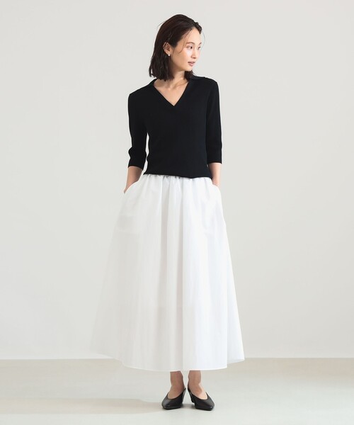 Demi-Luxe BEAMS(デミルクス ビームス)の「【7/31値下げ】16ゲージ コットン スキッパー ニット(ニット/セーター・レディース・グリーン系その他3/ブラック・ONE SIZE)」の10枚目の写真