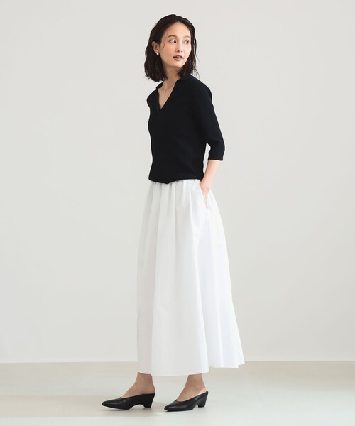 Demi-Luxe BEAMS(デミルクス ビームス)の「【7/31値下げ】16ゲージ コットン スキッパー ニット(ニット/セーター・レディース・グリーン系その他3/ブラック・ONE SIZE)」の11枚目の写真