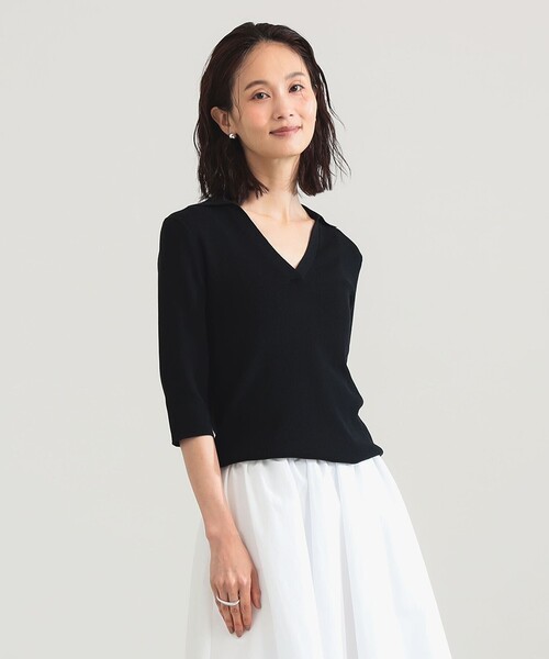 Demi-Luxe BEAMS(デミルクス ビームス)の「【7/31値下げ】16ゲージ コットン スキッパー ニット(ニット/セーター・レディース・グリーン系その他3/ブラック・ONE SIZE)」の13枚目の写真