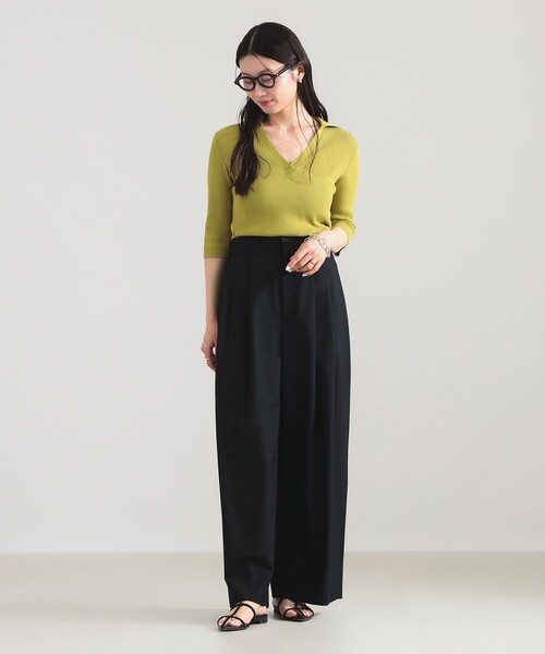 Demi-Luxe BEAMS(デミルクス ビームス)の「【7/31値下げ】16ゲージ コットン スキッパー ニット(ニット/セーター・レディース・グリーン系その他3/ブラック・ONE SIZE)」の14枚目の写真