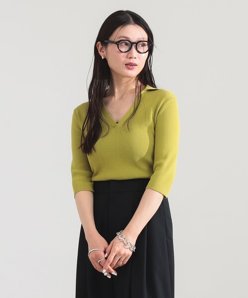 Demi-Luxe BEAMS(デミルクス ビームス)の「【7/31値下げ】16ゲージ コットン スキッパー ニット(ニット/セーター・レディース・グリーン系その他3/ブラック・ONE SIZE)」の17枚目の写真