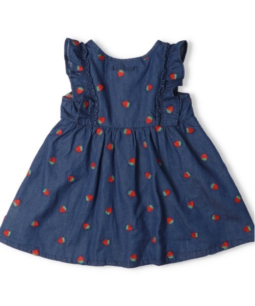 Moujonjon（ムージョンジョン）の「いちご刺繍デニムジャンパースカート（ジャンパースカート・キッズ・ネイビー・90/100/110/120/130/140）」の2枚目の写真