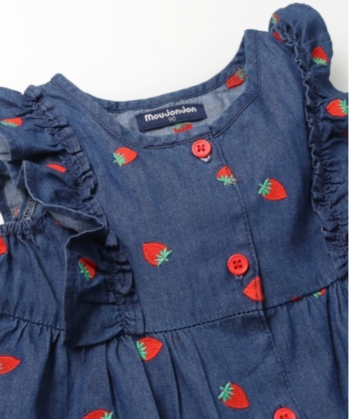 Moujonjon（ムージョンジョン）の「いちご刺繍デニムジャンパースカート（ジャンパースカート・キッズ・ネイビー・90/100/110/120/130/140）」の3枚目の写真