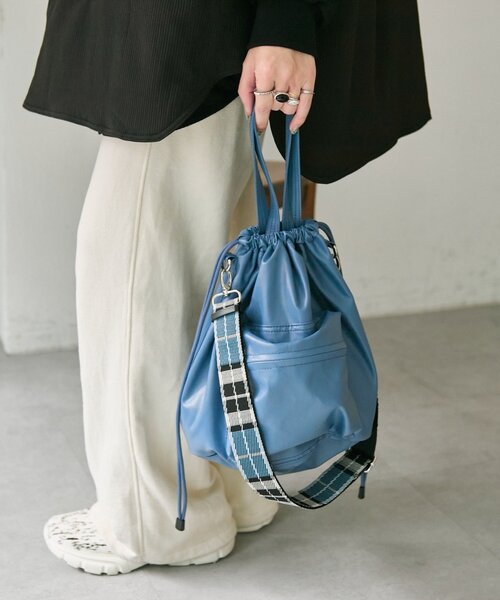 セール】アウトポケット巾着ショルダーバッグ（ショルダーバッグ