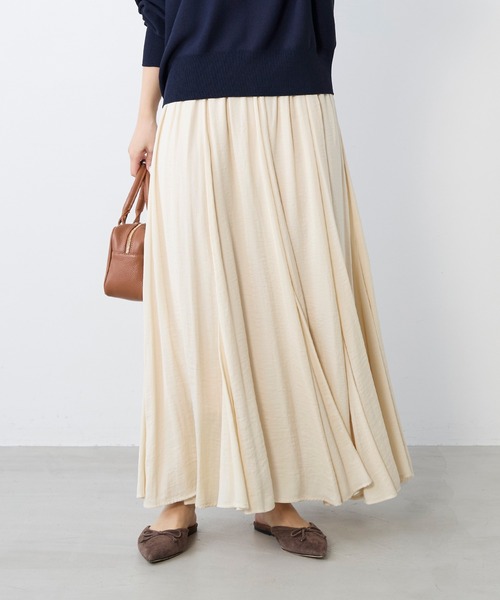 MICA&DEAL（マイカ＆ディール）の「ヘムフレアロングスカート（スカート・レディース・ブラック/ベージュ/ラベンダー/ミント・38）」の13枚目の写真