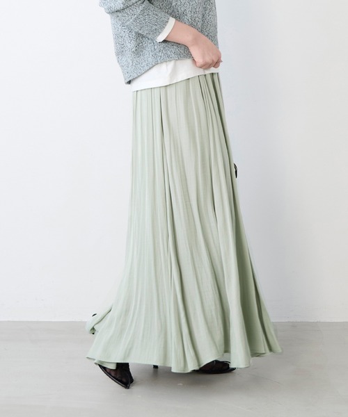 MICA&DEAL（マイカ＆ディール）の「ヘムフレアロングスカート（スカート・レディース・ブラック/ベージュ/ラベンダー/ミント・38）」の17枚目の写真