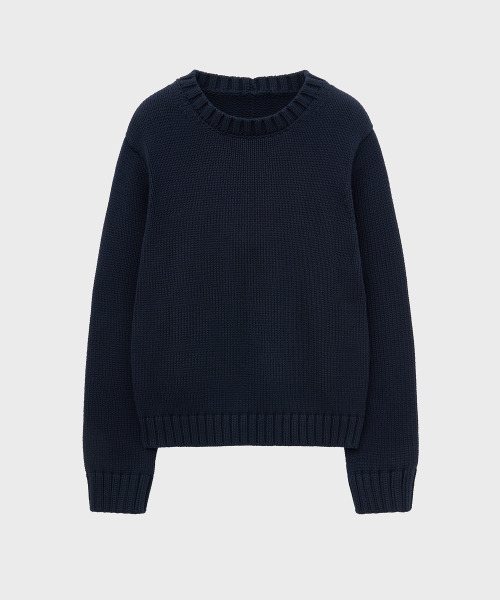 NOIRER（ノイア）の「ロウゲージヘビークロップニット（ネイビー）（ニット/セーター・メンズ・その他・50/48/52）」の3枚目の写真
