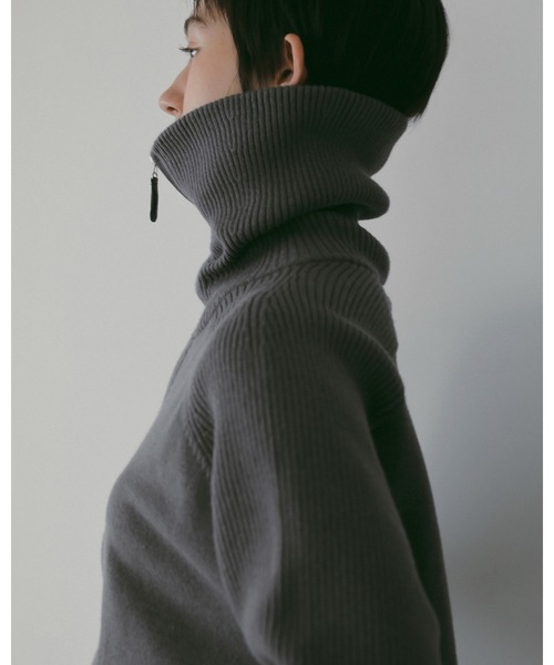 anuke（アンヌーク）の「Zip Rib Knit（ニット/セーター・レディース・アイボリー/グレー・FREE）」の9枚目の写真