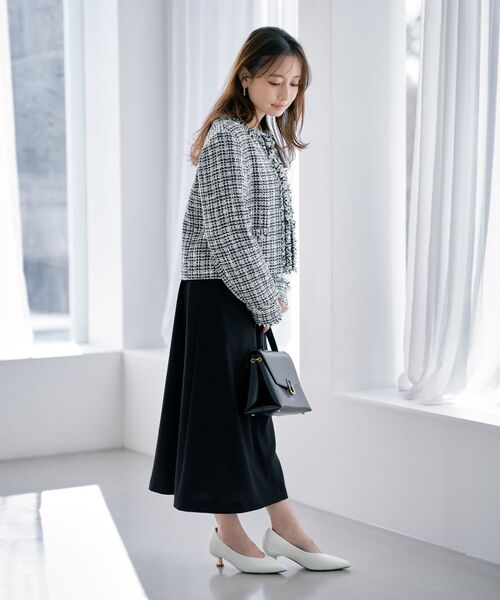 COHINA(コヒナ)の「ミックスツイードジャケット 【低身長・小柄女性】(ノーカラージャケット・レディース・ホワイト/ネイビー/ブラック・S/XS)」の10枚目の写真