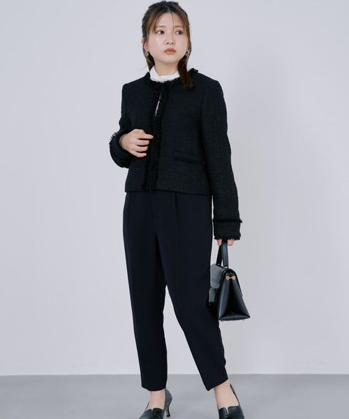 COHINA(コヒナ)の「ミックスツイードジャケット 【低身長・小柄女性】(ノーカラージャケット・レディース・ホワイト/ネイビー/ブラック・S/XS)」の19枚目の写真