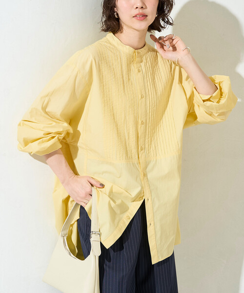 限定展開 ピンタック オーバー ボタン ロング スリーブ シャツ（シャツ