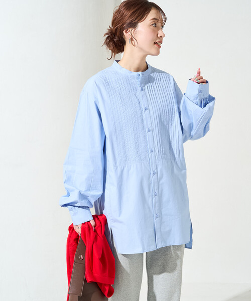 FREAK'S STORE(フリークスストア)の「限定展開 ピンタック オーバー ボタン ロング スリーブ シャツ(シャツ/ブラウス・レディース・ベージュ/イエロー/ブルー/オフホワイト/ブラック・フリ-)」の9枚目の写真