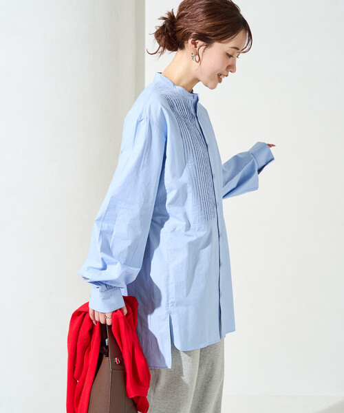 FREAK'S STORE(フリークスストア)の「限定展開 ピンタック オーバー ボタン ロング スリーブ シャツ(シャツ/ブラウス・レディース・ベージュ/イエロー/ブルー/オフホワイト/ブラック・フリ-)」の10枚目の写真