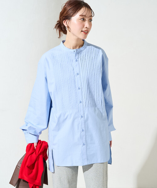 FREAK'S STORE(フリークスストア)の「限定展開 ピンタック オーバー ボタン ロング スリーブ シャツ(シャツ/ブラウス・レディース・ベージュ/イエロー/ブルー/オフホワイト/ブラック・フリ-)」の12枚目の写真