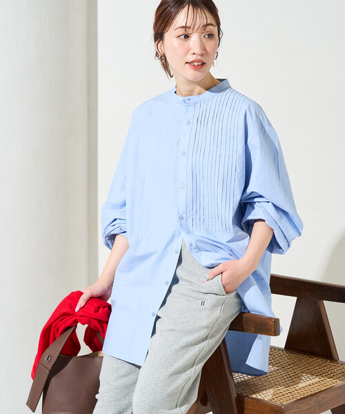 FREAK'S STORE(フリークスストア)の「限定展開 ピンタック オーバー ボタン ロング スリーブ シャツ(シャツ/ブラウス・レディース・ベージュ/イエロー/ブルー/オフホワイト/ブラック・フリ-)」の13枚目の写真