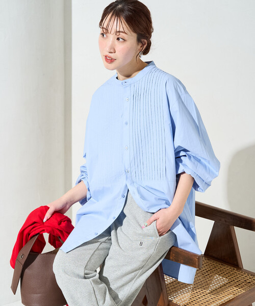 FREAK'S STORE(フリークスストア)の「限定展開 ピンタック オーバー ボタン ロング スリーブ シャツ(シャツ/ブラウス・レディース・ベージュ/イエロー/ブルー/オフホワイト/ブラック・フリ-)」の15枚目の写真
