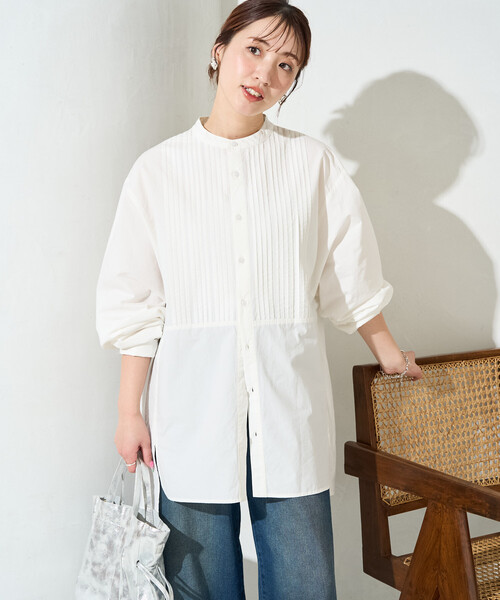 FREAK'S STORE(フリークスストア)の「限定展開 ピンタック オーバー ボタン ロング スリーブ シャツ(シャツ/ブラウス・レディース・ベージュ/イエロー/ブルー/オフホワイト/ブラック・フリ-)」の19枚目の写真