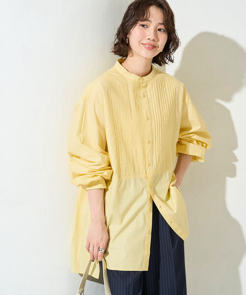 セール】限定展開 ピンタック オーバー ボタン ロング スリーブ シャツ