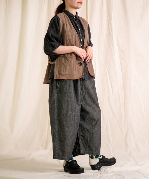 Brocante（ブロカント）の「[Brocante / ブロカント] 綿麻ブラックシャンブレー コルドンパンツ（デニムパンツ・レディース・ブラック・2）」の12枚目の写真