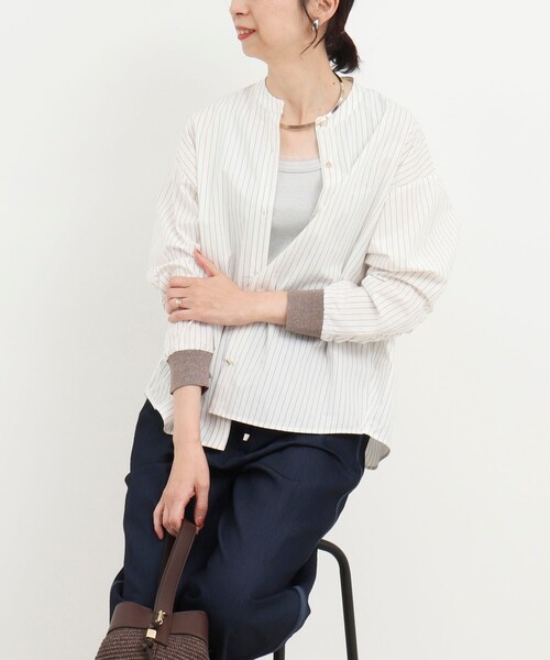 MICO COULIER（ミコクリエ）の「コーマコットンオーバーギャザーブラウス（シャツ/ブラウス・レディース・ホワイト系その他/イエロー/ライトブルー/ブラウン系その他/ベビーピンク・38）」の2枚目の写真