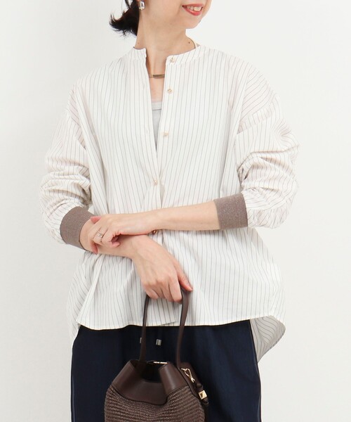 MICO COULIER（ミコクリエ）の「コーマコットンオーバーギャザーブラウス（シャツ/ブラウス・レディース・ホワイト系その他/イエロー/ライトブルー/ブラウン系その他/ベビーピンク・38）」の7枚目の写真