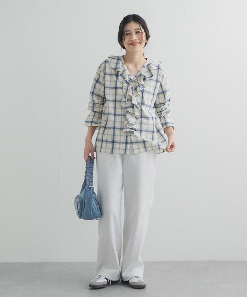 URBAN RESEARCH DOORS（アーバンリサーチドアーズ）の「チェックフリルブラウス（シャツ/ブラウス・レディース・ブルー系その他/ブラック系その他・FREE）」の9枚目の写真