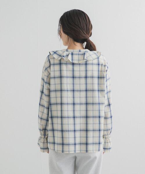 URBAN RESEARCH DOORS（アーバンリサーチドアーズ）の「チェックフリルブラウス（シャツ/ブラウス・レディース・ブルー系その他/ブラック系その他・FREE）」の12枚目の写真