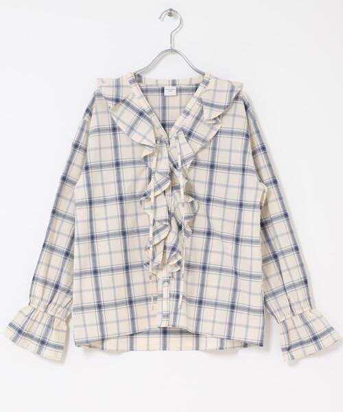 URBAN RESEARCH DOORS（アーバンリサーチドアーズ）の「チェックフリルブラウス（シャツ/ブラウス・レディース・ブルー系その他/ブラック系その他・FREE）」の13枚目の写真