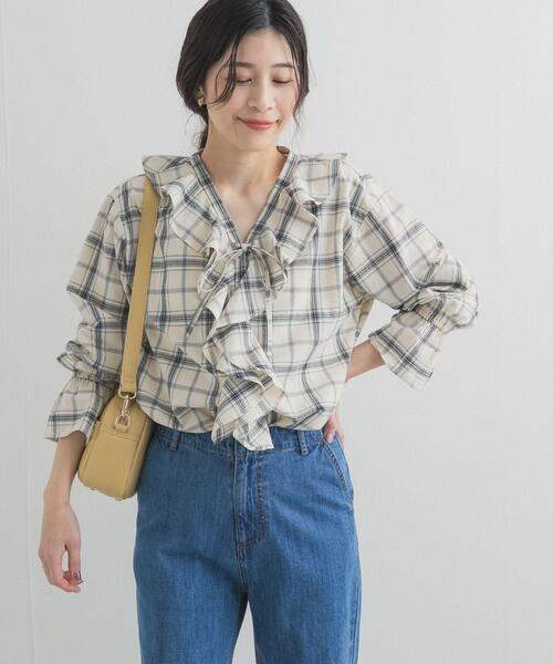 URBAN RESEARCH DOORS（アーバンリサーチドアーズ）の「チェックフリルブラウス（シャツ/ブラウス・レディース・ブルー系その他/ブラック系その他・FREE）」の21枚目の写真