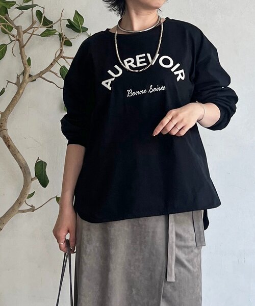 un dix cors（アンディコール）の「バックテープロゴロングTEE（Tシャツ/カットソー・レディース・ブラウン/ブラック/アイボリー・FREE）」の3枚目の写真