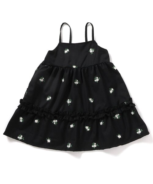 apres les cours（アプレレクール）の「【WEB限定】総柄刺繍キャミワンピース_ジュニア対応（ワンピース・キッズ・ブラック/アイボリー・100/140/130/90/120/110）」の3枚目の写真