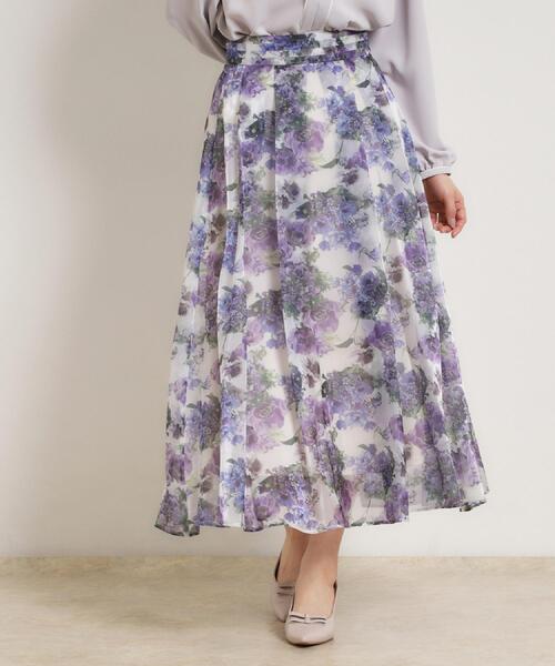 couture brooch（クチュールブローチ）の「【洗える・通勤】Springオーガンフルールスカート（スカート・レディース・ベージュ系その他/ライトパープル/ブラック系・38/36/42/40）」の3枚目の写真