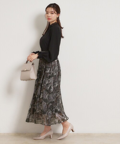 couture brooch（クチュールブローチ）の「【洗える・通勤】Springオーガンフルールスカート（スカート・レディース・ベージュ系その他/ライトパープル/ブラック系・38/36/42/40）」の8枚目の写真
