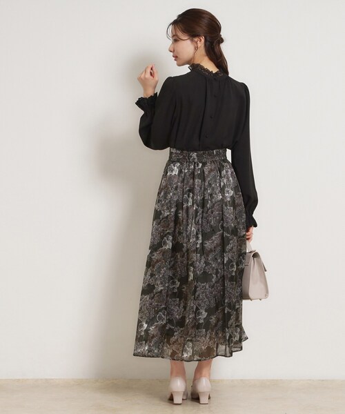 couture brooch（クチュールブローチ）の「【洗える・通勤】Springオーガンフルールスカート（スカート・レディース・ベージュ系その他/ライトパープル/ブラック系・38/36/42/40）」の9枚目の写真