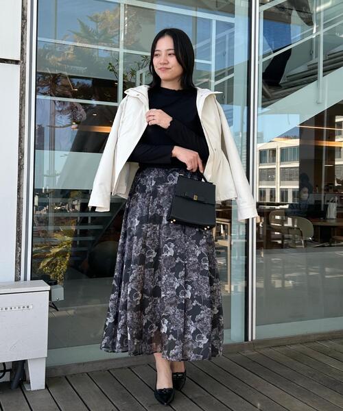 couture brooch（クチュールブローチ）の「【洗える・通勤】Springオーガンフルールスカート（スカート・レディース・ベージュ系その他/ライトパープル/ブラック系・38/36/42/40）」の14枚目の写真