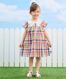 combimini（コンビミニ）の「半袖リボン襟ワンピース（チェック）（ワンピース）」