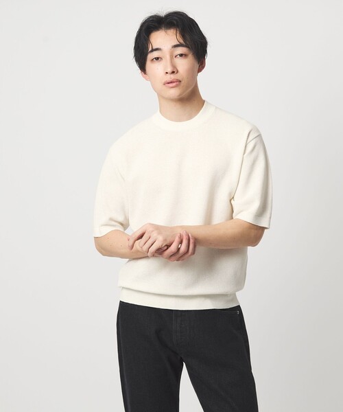 green label relaxing（グリーンレーベルリラクシング）の「タック ピケ ビズ クルーネック ニット -ウォッシャブル-（ニット/セーター・メンズ・ライム/ホワイト/ブラック・XL/L/M/S）」の2枚目の写真